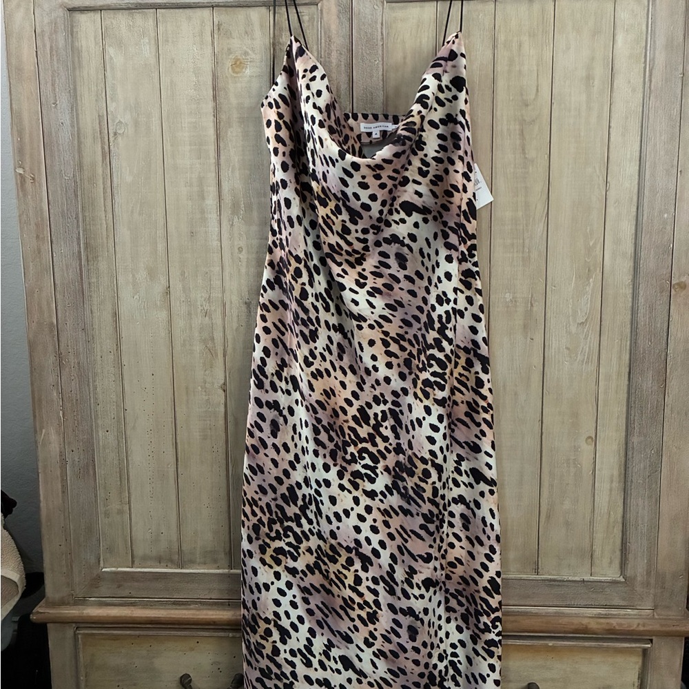 Good American Strapless Animal Print Dress